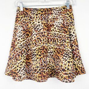 SILENCE + NOISE High Waisted Mini Skirt‎ Animal Print Brown White Black Small S